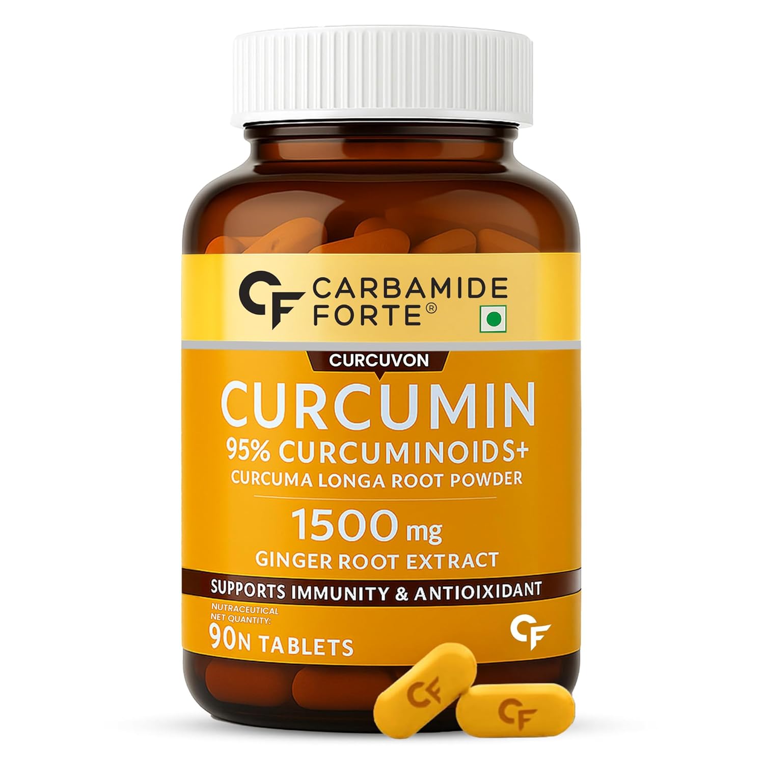 

Carbamide Forte Curcumin Tablets with Piperine 95% Curcuminoids Anti-Inflammatory Supplement 90 Veg Tablets