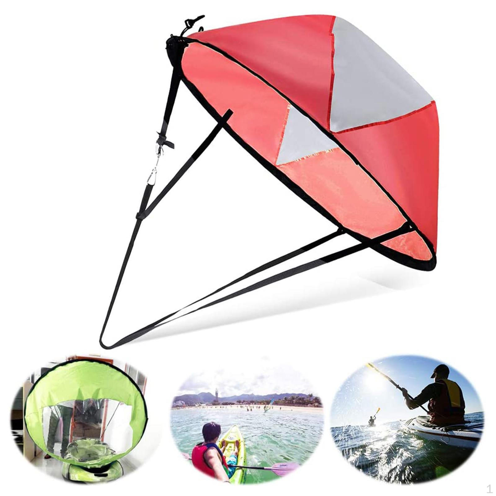 

42 Inch Wind Sail Kit for Kayaks And Canoes with Quick Setup Compact Design Red