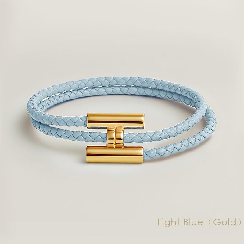 MOONLIGHT Classic H Button Braceles for Women Double-layer Leather Charm Bracelet Female Fashion Couple Jewelry Gifts 13 Colors