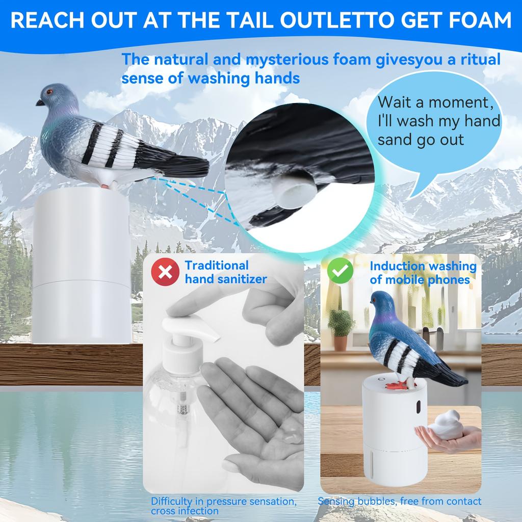 Foam Soap Dispenser,Fun Pigeon Droppings Sensing Automatic Soap Dispenser, Touchless Soap Dispenser for Kitchen And Bathroom,Exclusive Private Mold