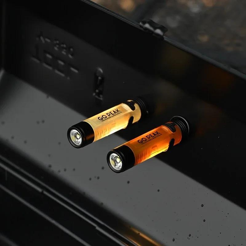 Tactical Mini Flashlight Keychain 5050 LED W/ Magnetic Tail Cap Clip On Cap Light Portable EDC for Blackout Hiking