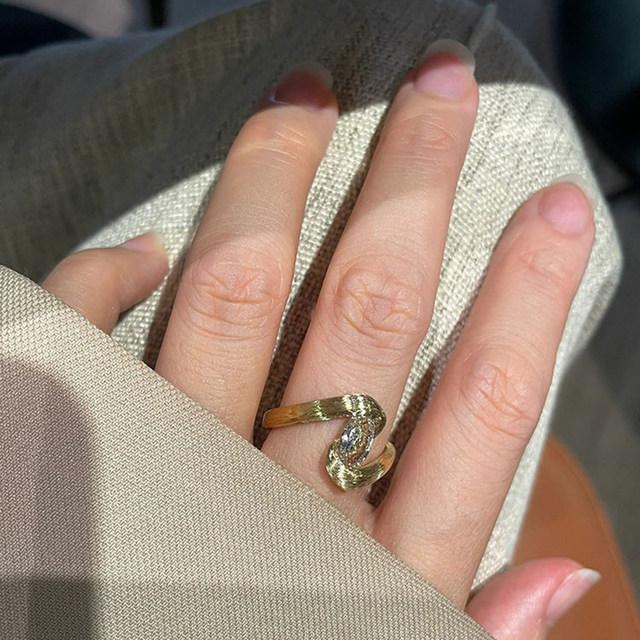 

ANENJERY Кольцо с инкрустацией из циркония, матовые витые линии, для женщин, креативные украшения для вечеринок, свадеб, оптовая продажа золотой