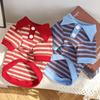 Striped Puppy Hoodies Winter Dog Clothes Pet Vest Cotton Warm Dog Sweatshirt Polo Shirt Yorkie Dachshund Clothing Dog Pullover