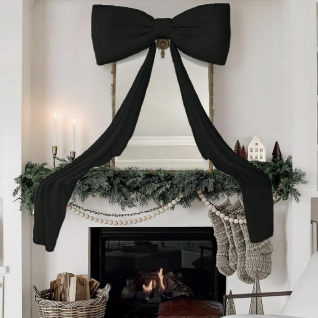 180x50cm Velvet Flocked Christmas Bow for Christmas Tree Wedding Room Decoration Front Doors Outdoor Activities Party Decor