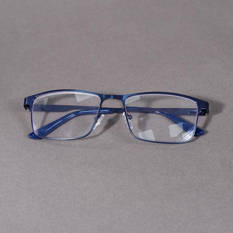 Edelstahl Herren Business Lesebrille Metall Vollrand Blaulichtfilter Presbyopie Brille+75+125+175+225+275+350