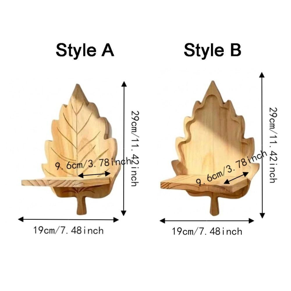 Nature Style Maple Leaf Wall Shelf Wooden Wall Mounted Leaf Shelf for Living Room