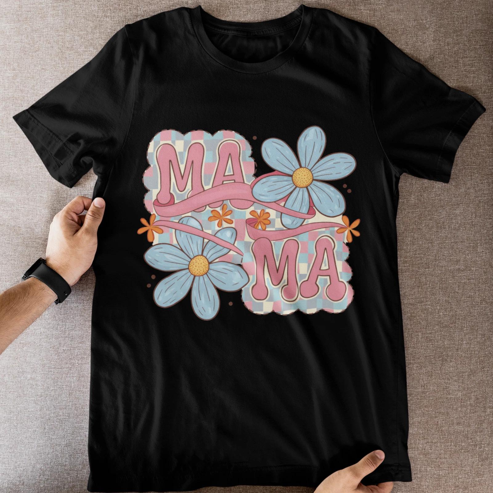 Mama Floral Shirt Retro Pastel Flower Graphic Tee Mother’s Day Gift 4XL