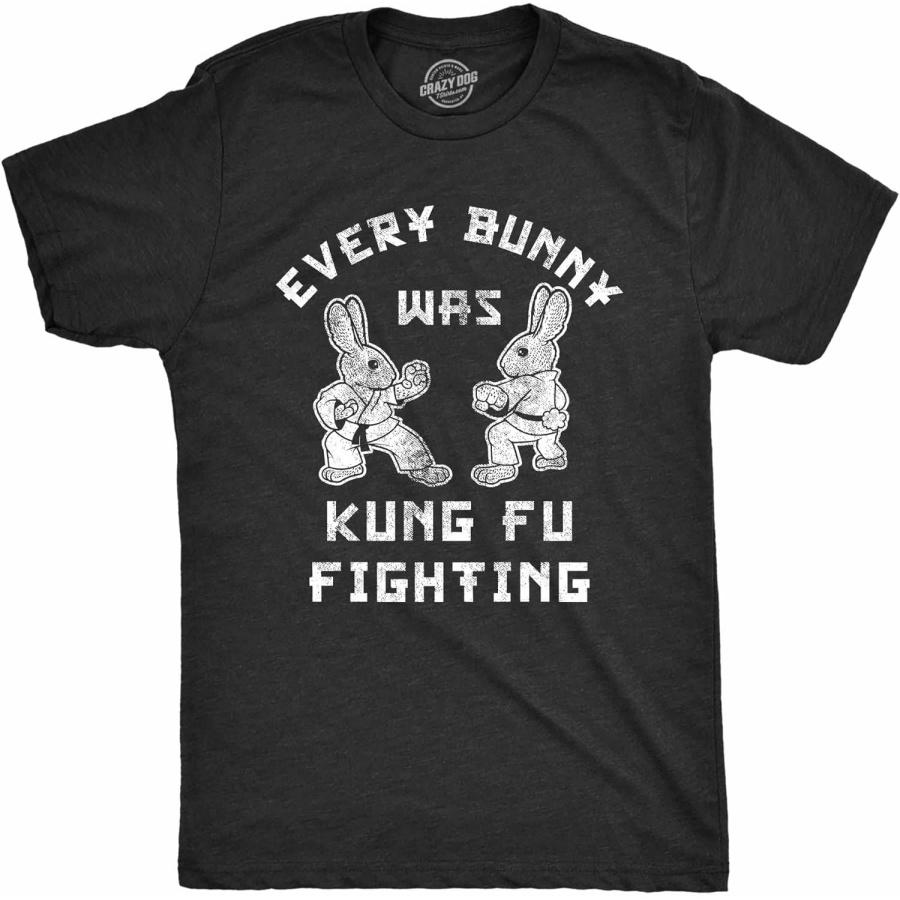 Mens Every Bunny was Kung Fu Fighting T Shirt Funny Graphic Tee Cool Easter Gift Fun S