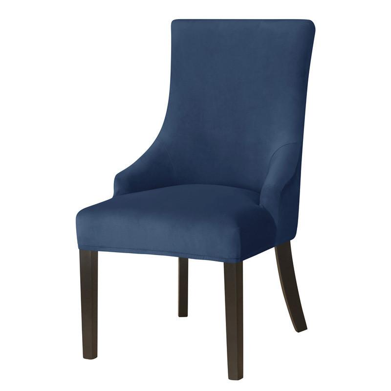 Stretch Velvet Wingback Chair Cover High Back Sloping Arm Dining Chairs Cover