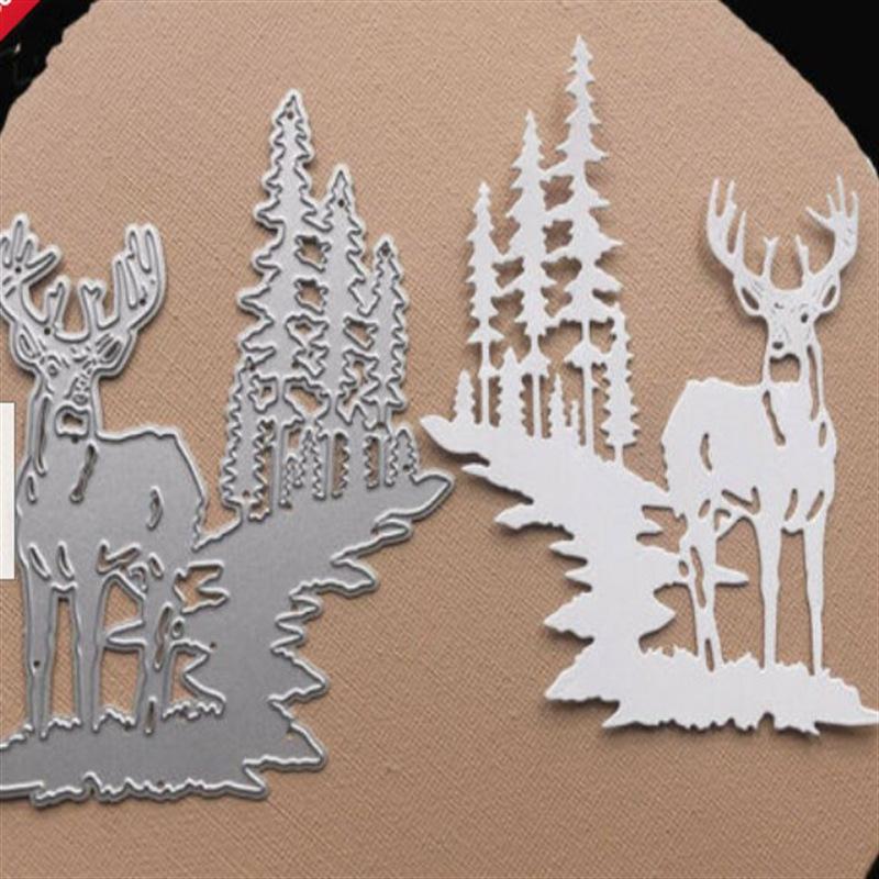 Elch auf dem Hügel, Metall- und Stahl-Stanzformen, Schablonen, Scrapbooking, Basteln, 3D-DIY, Festival-Kartenherstellung