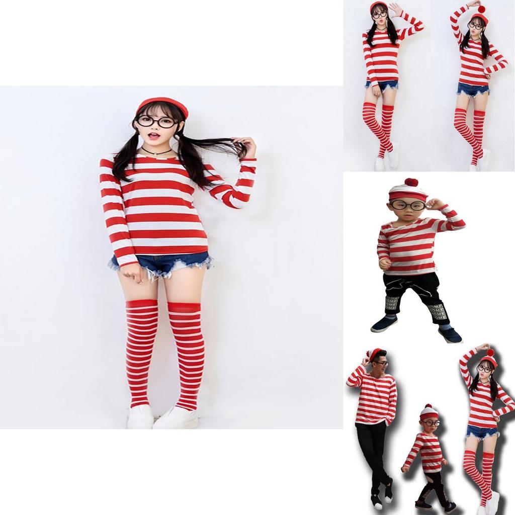 Ladies Adult Us Wheres Wally Wenda Costume Cartoon Waldo Cosplay Dress Fancy