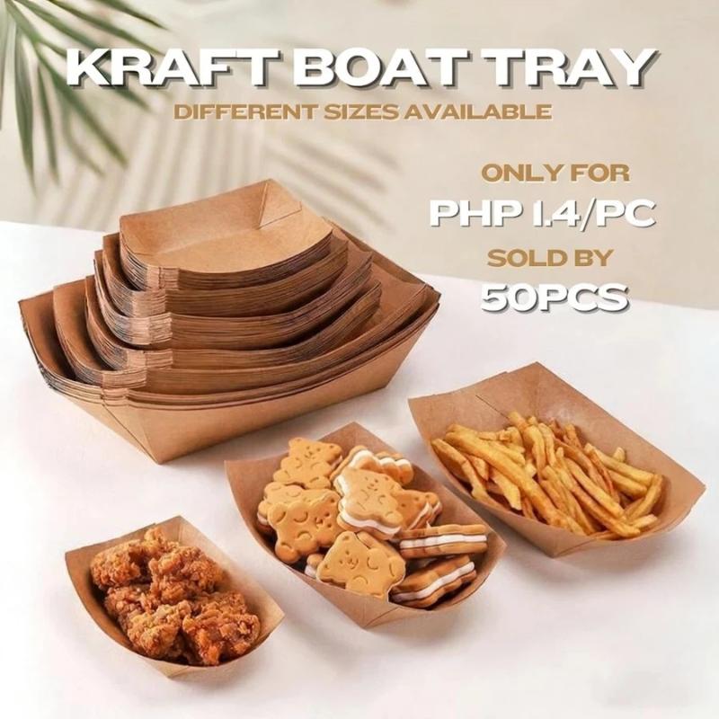 Disposable Kraft Paper Hotdog Boat Trays Eco Friendly Waterproof Food Packing for Food Festivals Street Vendor Use
