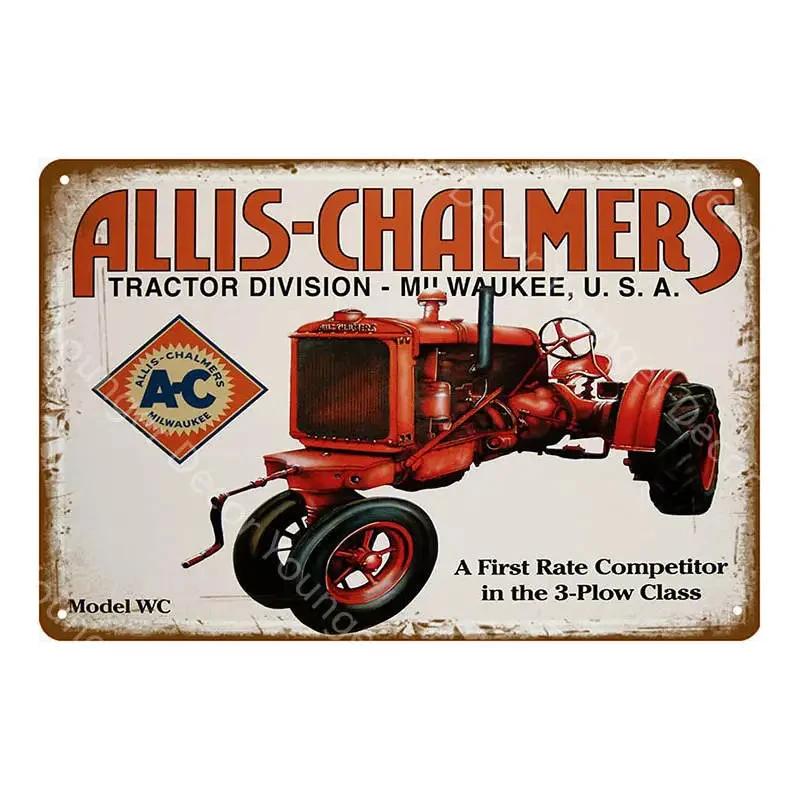 Vintage Farm Tractor Metal Signage Tin Signage Metal Vintage Farmhouse Courtyard Wall Art Decoration Mural Aesthetics Gift