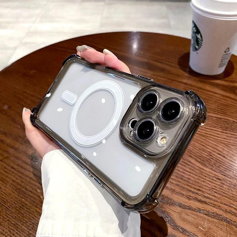 Luxuriöse kabellose Lade-Magsafe-Stoßfeste Handyhülle für iPhone 15 14 11 12 13 Pro Max 15 Plus Transparente magnetische Bumper-Abdeckung