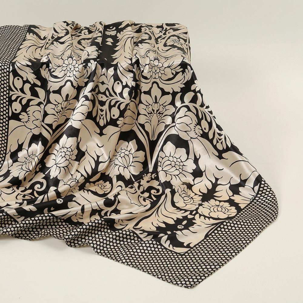 Square Women Head Scarf Printed Female Shawl Wrap Elegant Large Hair Bandana