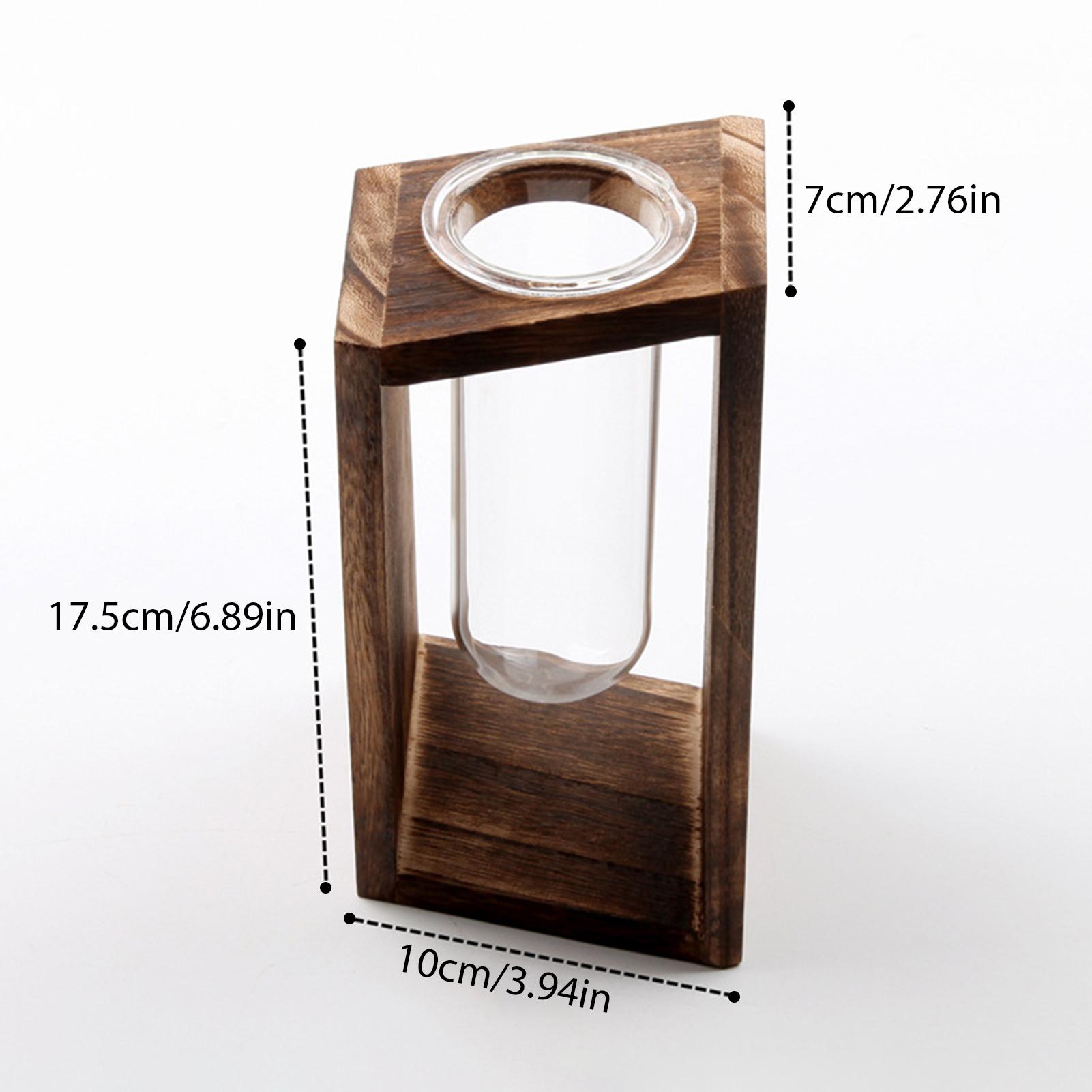 

Creative Hydroponic Plants Container With Wood Frame Desktop Ornament Transparent Glass Test Tube Vase Bonsai Home Decor