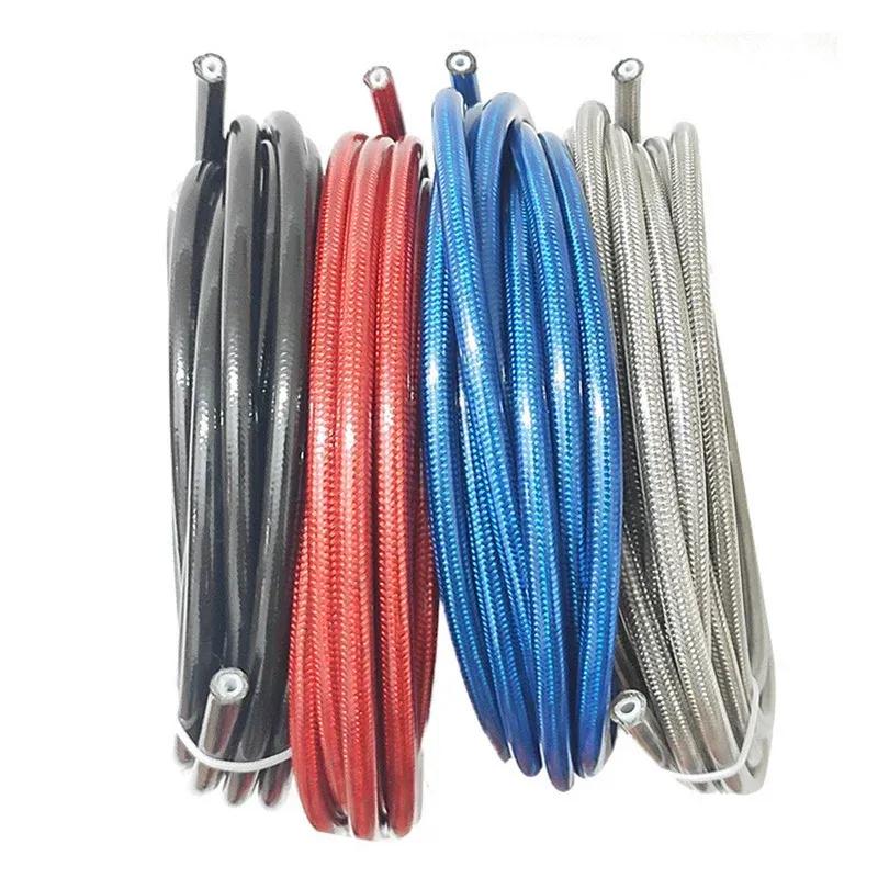 2M AN3 Motorcycle Braided Stainless Steel Nylon Brake Line Hose Fluid Hydraulic Hose Ptfe Brake Line Gas Oil Fuel Tube Pipe