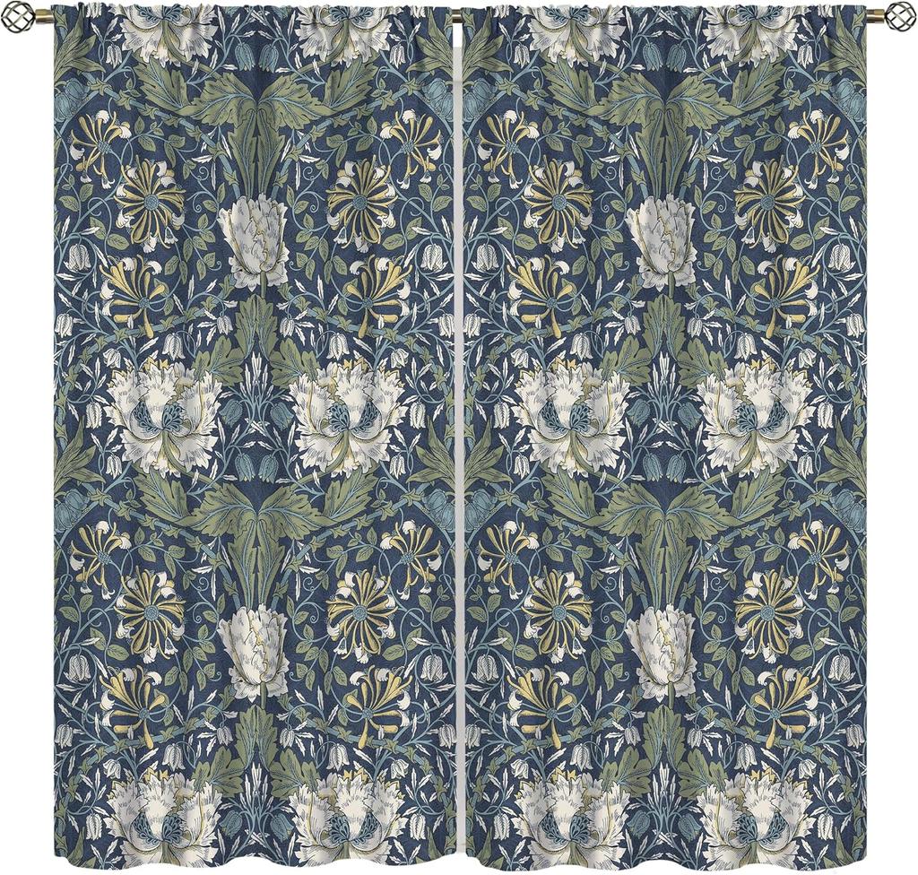 Tende Floreali Vintage Ycness William Morris Stile Pittorico Floreale Finestre della Stanza Tende per Camera da Letto Soggiorno Tenda Poliestere Perfette Per