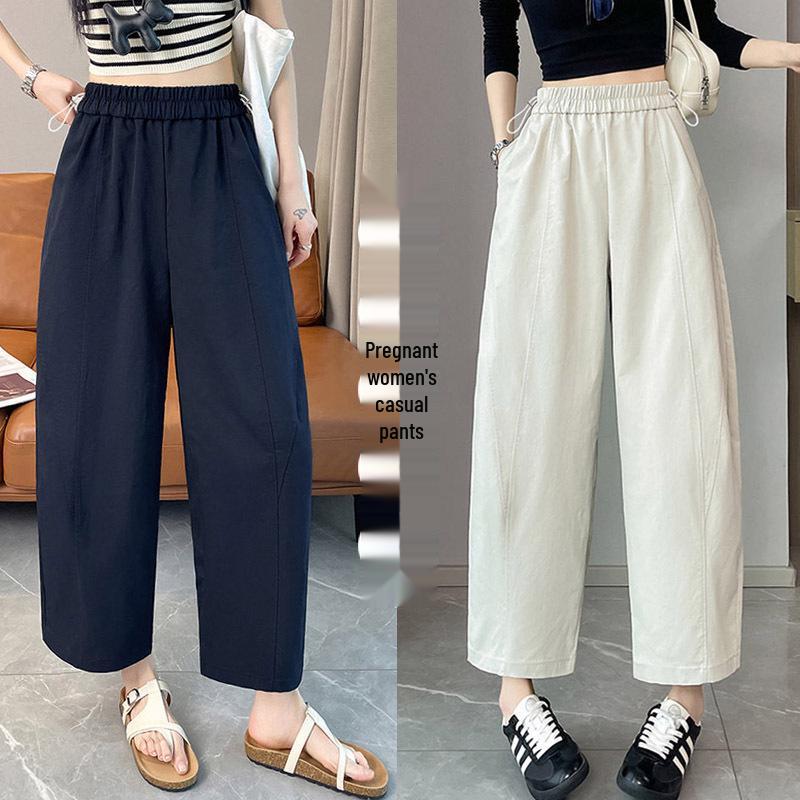 Maternity Summer 2026 Cropped Wide-Leg Balloon Pants - Casual Eight-Point Straight-Leg Design 2XL