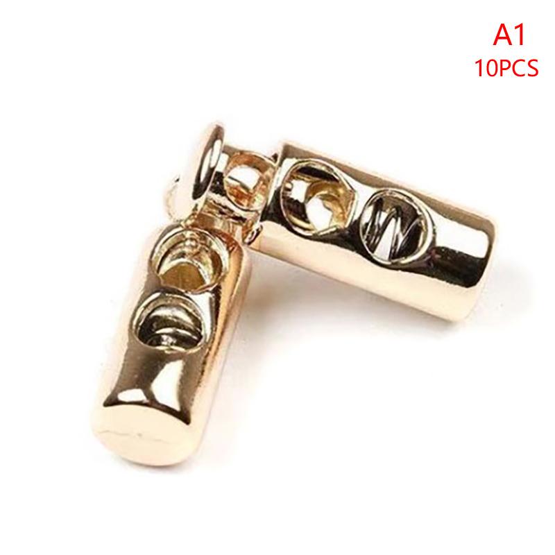 10 stk Metall Svart Snorlås Fjærspenne Stopper To Hull Snørlås