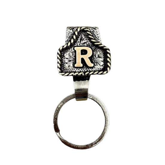 Western Cowboy Letter Keychain Vintage Initial A-Z Key Clip Metal Key Chain Belt Keyring Denim Style Accessory