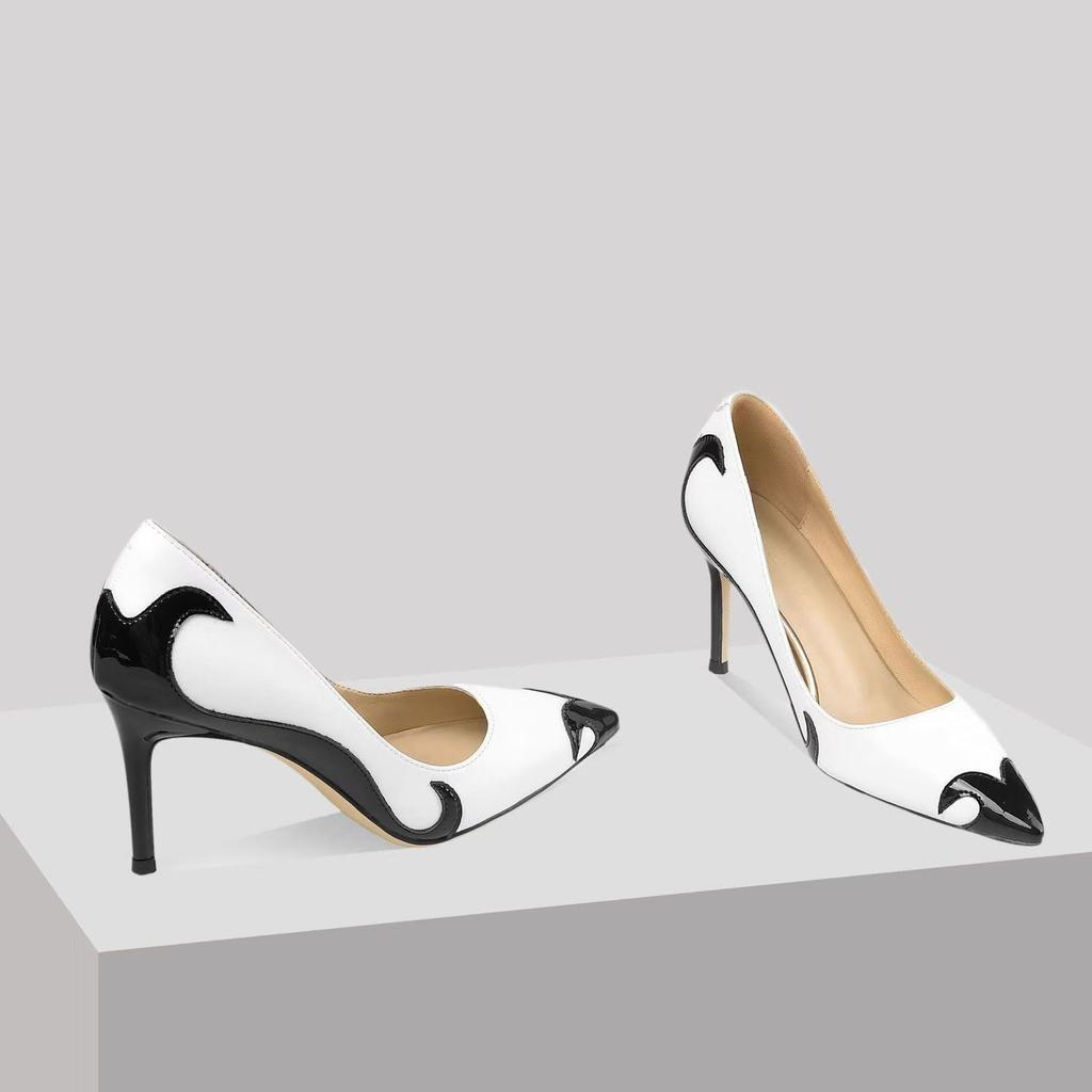 Spring and Autumn New Color Matching Chinese Style Single Shoes Women's Pointed Head Light Mouth Stiletto High Heel Fashion Banquet Shoes
