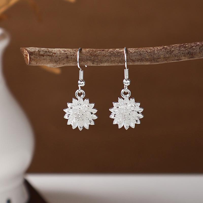 Ethnic Miao Silver Tassel Earrings - Retro Long Dangle Scenic Studs for Women