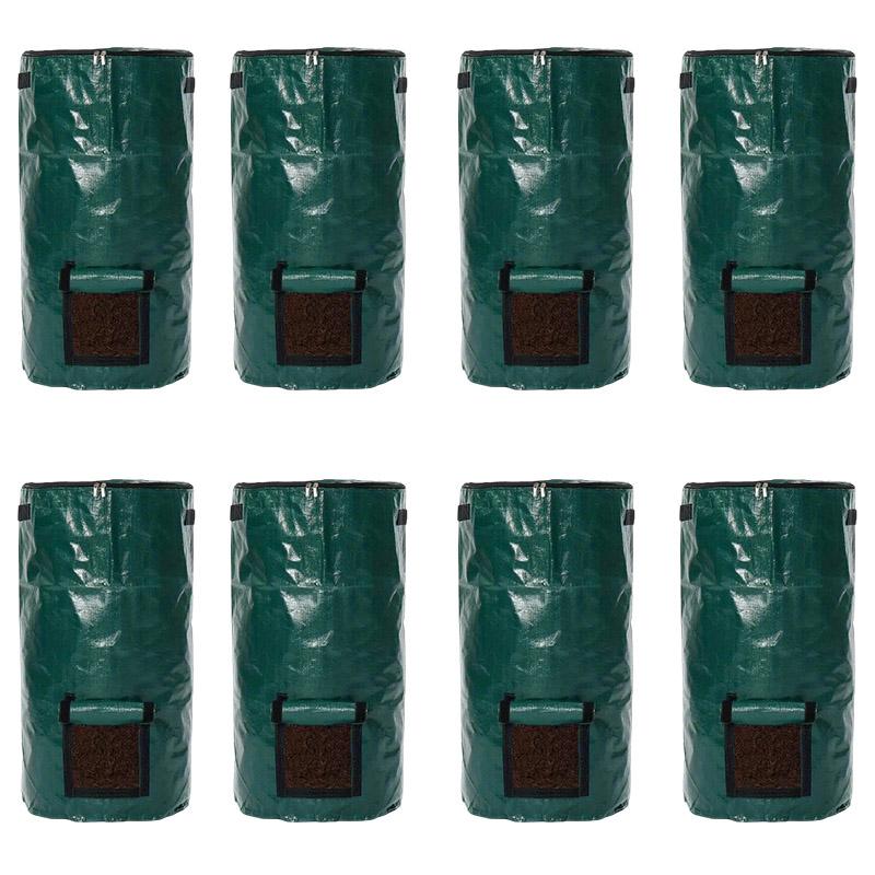 

1шт/4шт/8шт мешок для компостирования многоразовый мешок для садового мусора, газонный мешок, тяжелый садовый мешок, мешок для компоста, мусорный бак, с крышкой на молнии 8Pcs