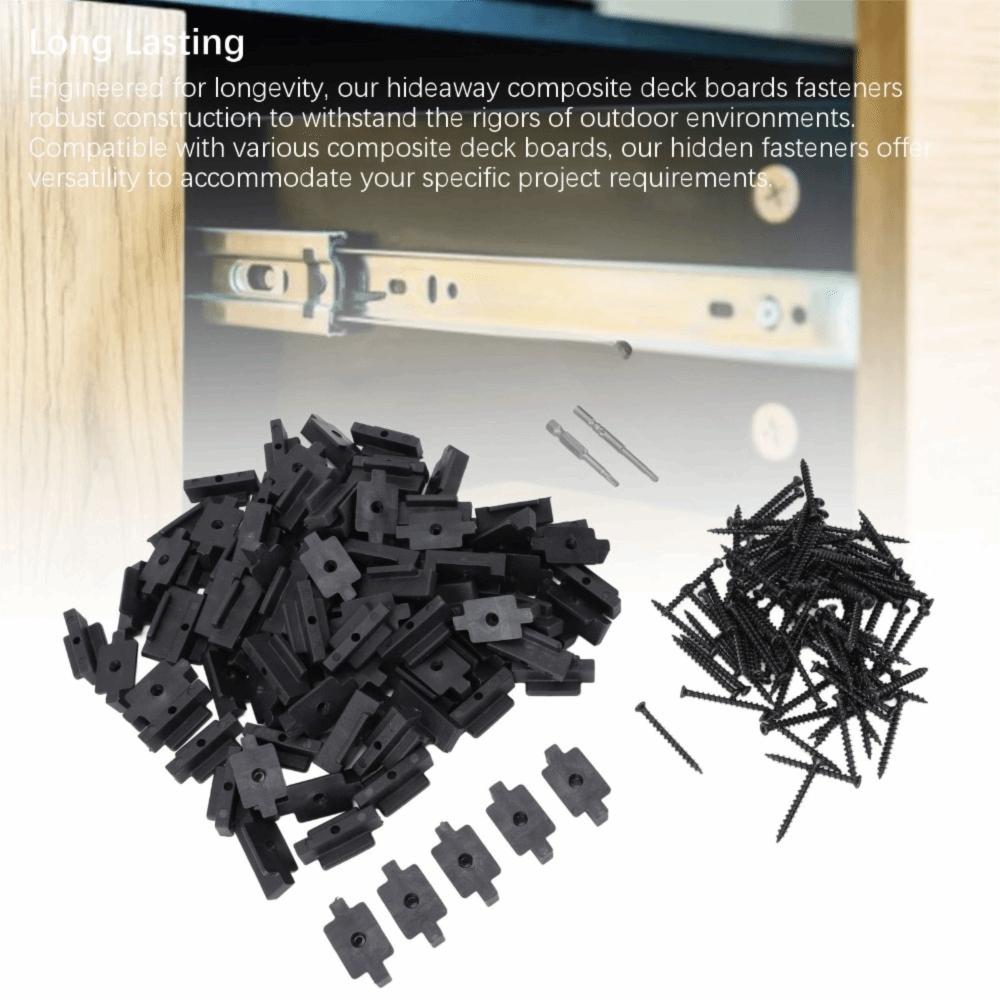100pcs With Metal Screws Deck Fastener Clips Easy Installation Composite Decking Clips  Patio