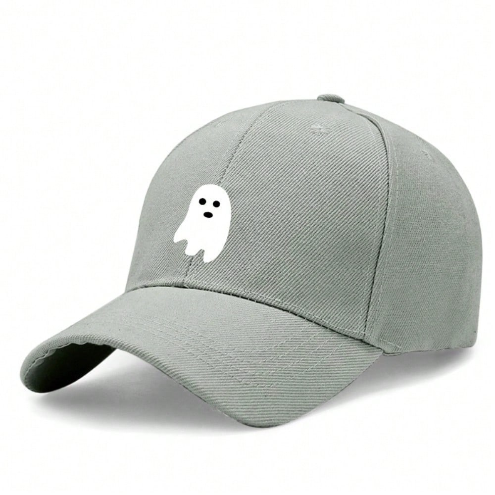 Ghost Print Baseball Cap - Unisex Adjustable Lightweight Hat With Soft Fabric Perfect For Casual Outings & Halloween Season Polyester
