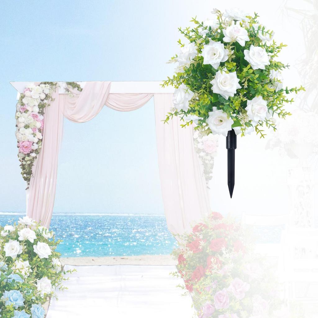 Artificial Rose Flower Memorial Bouquet with Ground Spikes Garden Decor Floral Picks Faux Flower for Outdoor Backyard Pathway