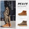 2024 Herbst Herren Mid-Cut Leder Martin Stiefel: Retro, Dicksohlige, Lässiger Britischer Stil