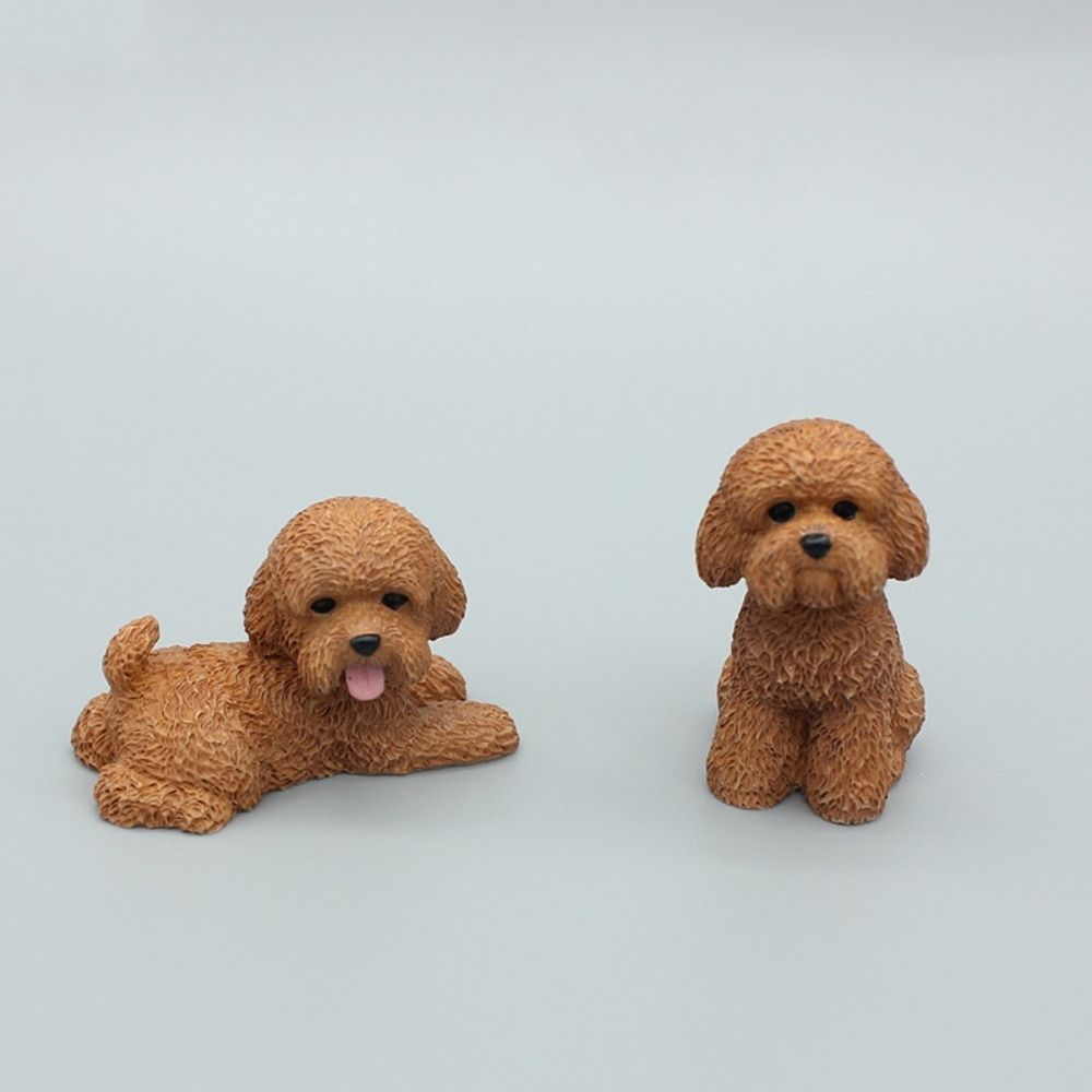 Resin Crafts Poodle Dog Figures Simulation Dog Action Figures Mini Animal Ornament Kids Toys