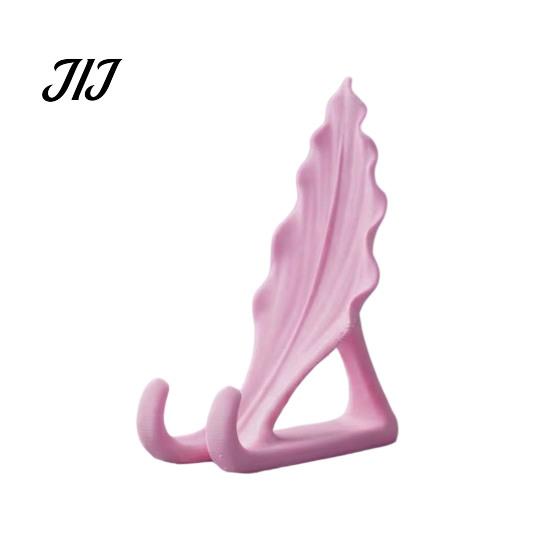 Portable Mobile Support Leaf Shaped Phone Stand, 3D Printed Holder with Double Desktop Hook Support, Creative Hands Free Video Cradle, Artistic Decor