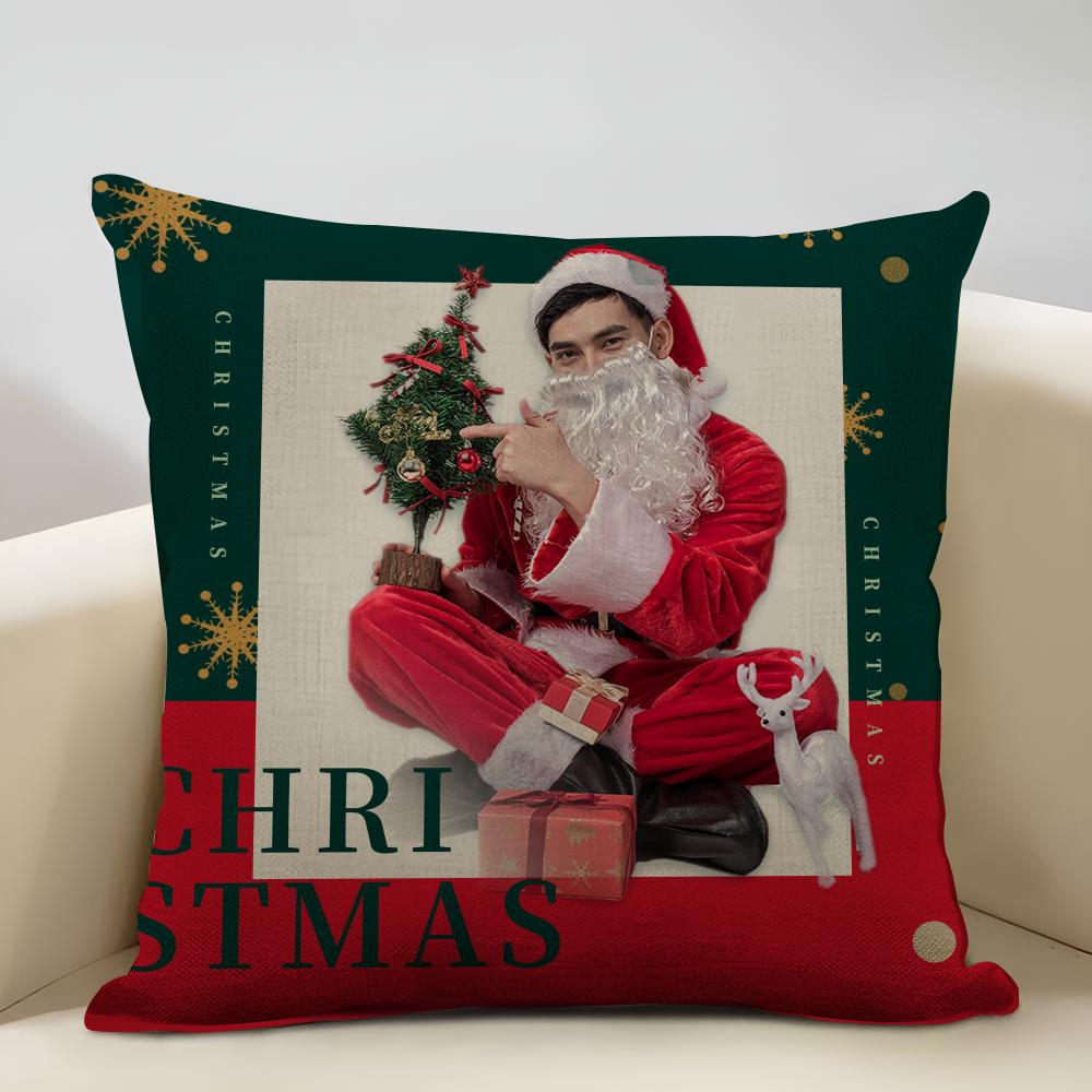 Merry Christmas Cushion Cover Household Decoration Linen Sofa Cushion Cover: Skin-Friendly & Breathable With Invisible Zipper