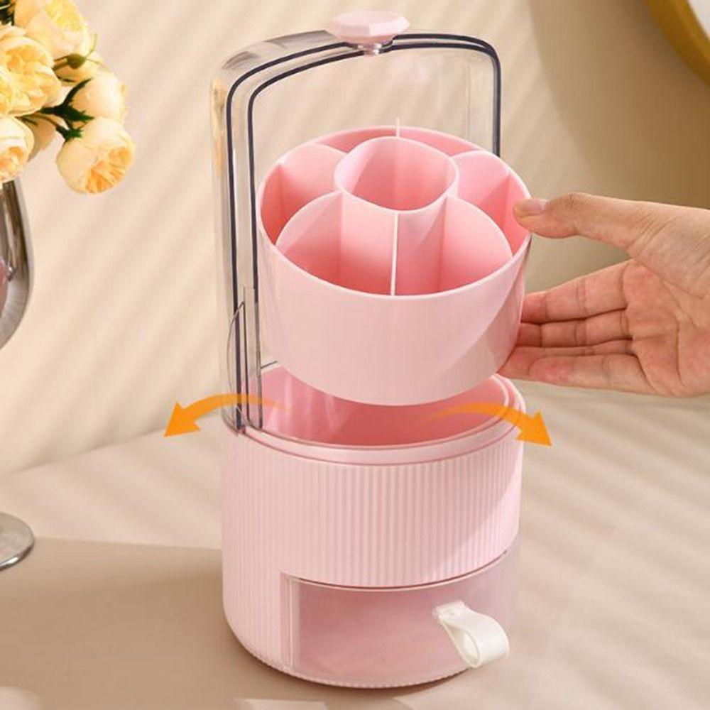 Plastic 360° Rotating Makeup Brush Holder Large Capacity Lipstick Eyebrow Pencil Holder  Bathroom