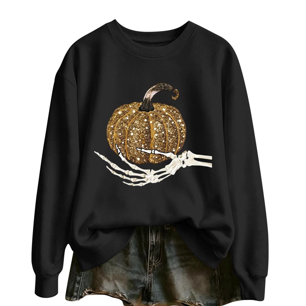 Women's Halloween Print Long Sleeve Neck Casual Top