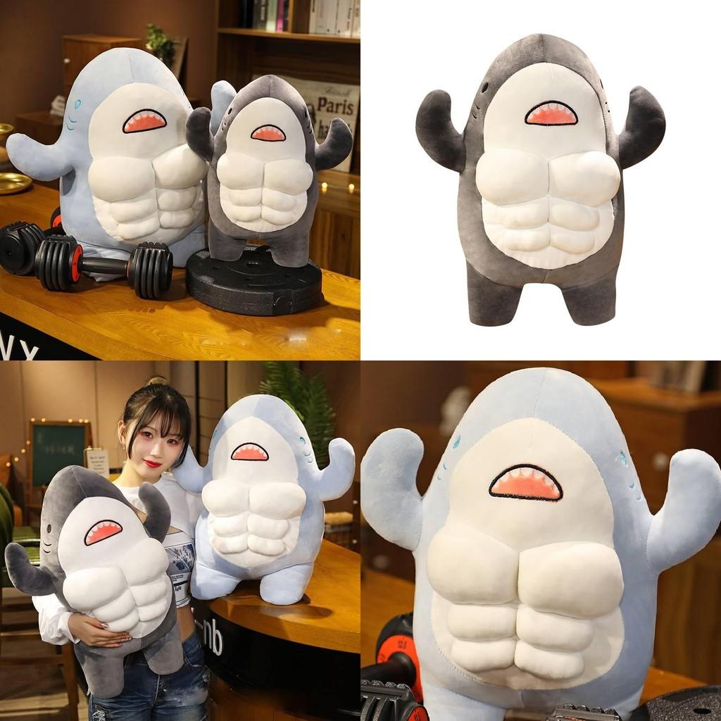 Shark Muscle Plush Stuffed Toy Animal Doll Room Decoration Kid Birthday Gifts