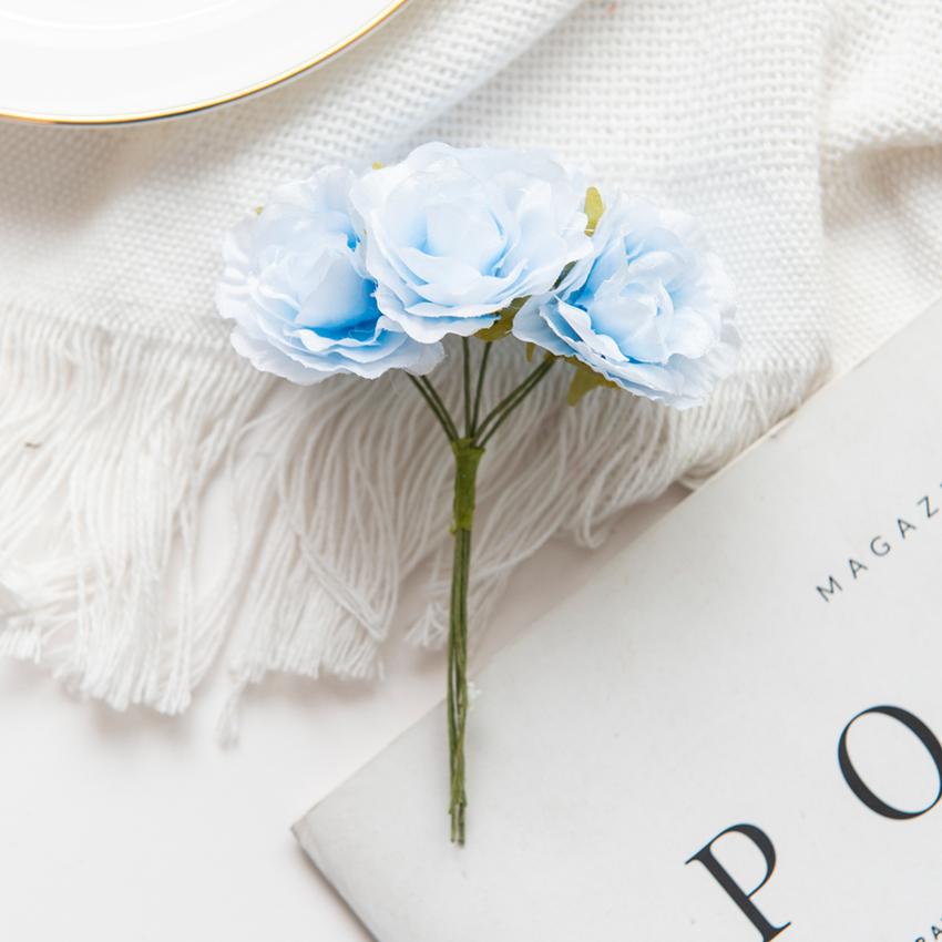 18 PCS Fleurs Artificielles Mini Bouquet en Soie Décoration de Mariage DIY Couronne Décoration de Noël Vase pour Maison Jardin Scrapbooking