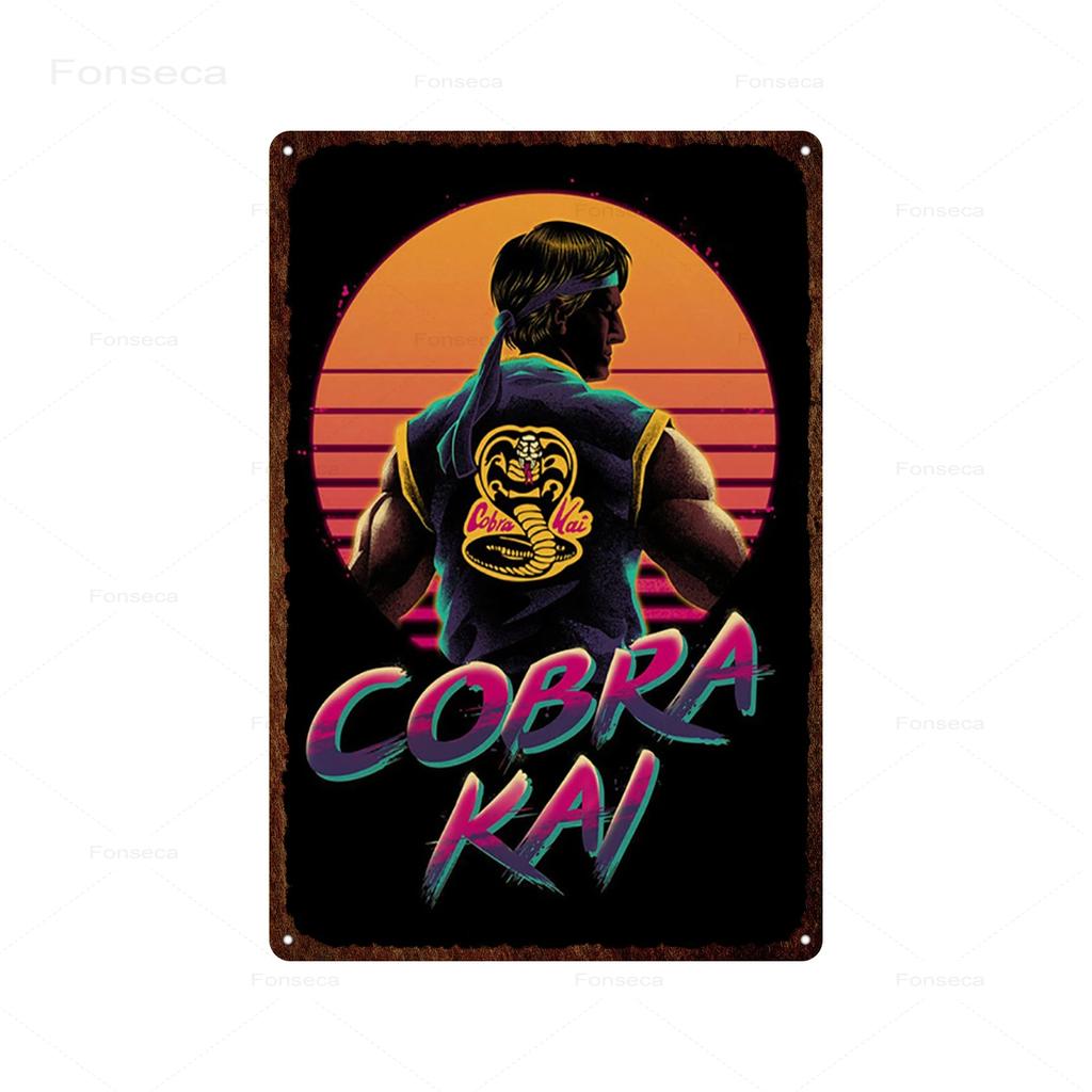 Klasický Kung Fu Komediální Film Kovové Plechové Značky Cobra Kai Retro Umění Nástěnná Samolepka Plakát pro Bar Místnost Domácí Dekorace Plechové Tabule