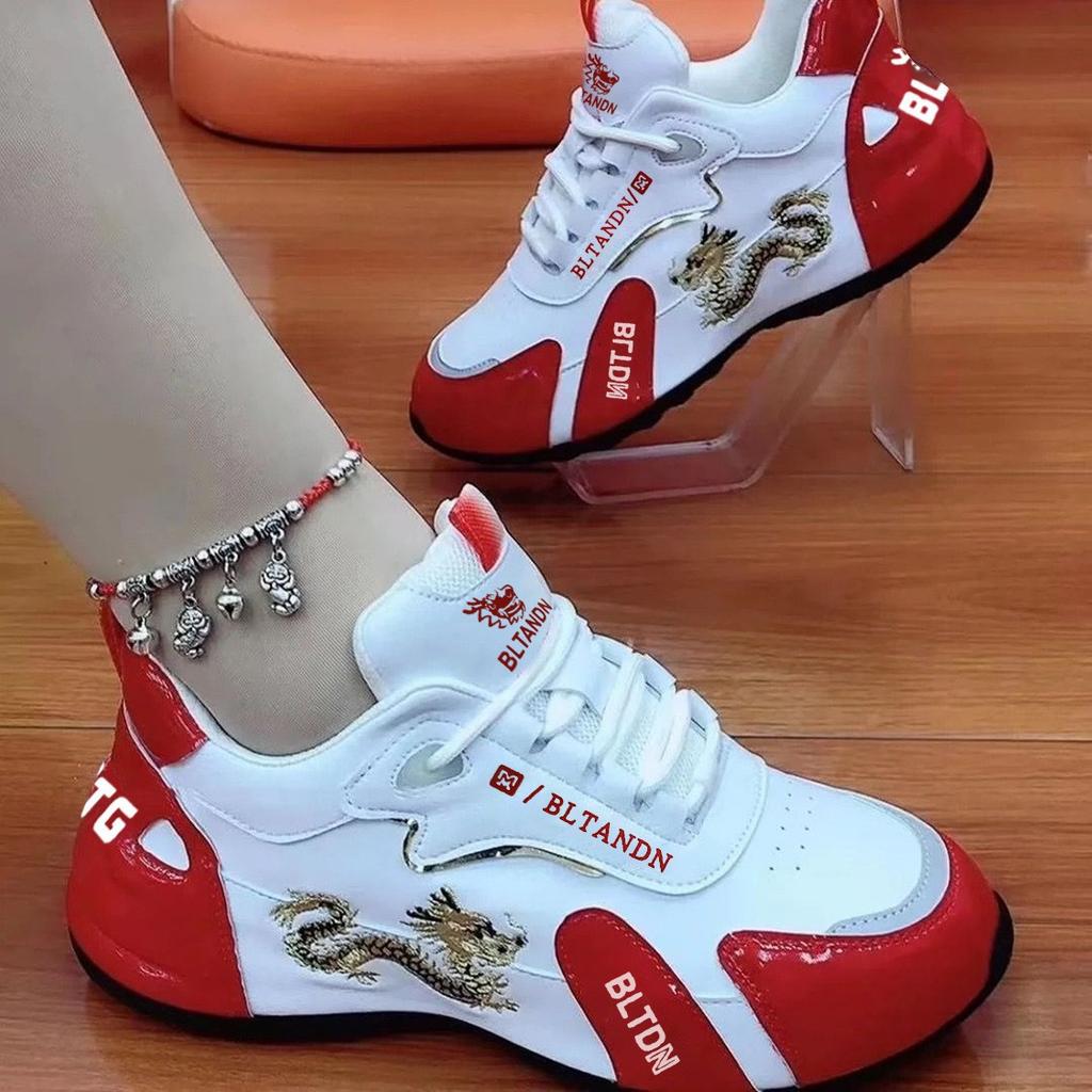 New Style of Men and Women Same Style Couple Pippen Dad Shoes Lightweight Soft Sole Sneakers Dragon Versatile and Fashionable White Shoes