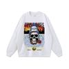 Oversized Vintage Rock Skull Print Cotton Tee Unisex Loose Fit Long Sleeve Streetwear