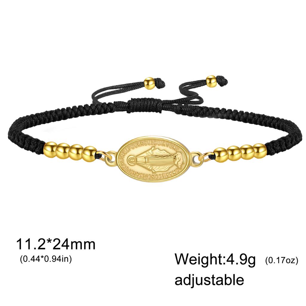 Virgin Mary Pendant Bracelet for Women Stainless Steel Cross Bracelet Catholic Christian Faith Bracelet Religious Gift for Girls
