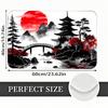 Japanese Ink Painting Doormat Red Sun Pagoda Bridge Mountain Print Non‑Slip Washable Entrance Mat Home Decor Floor Rug