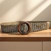 Korean Style Retro Wood Buckle Woven Belt for Women - Versatile Fashion Accessory