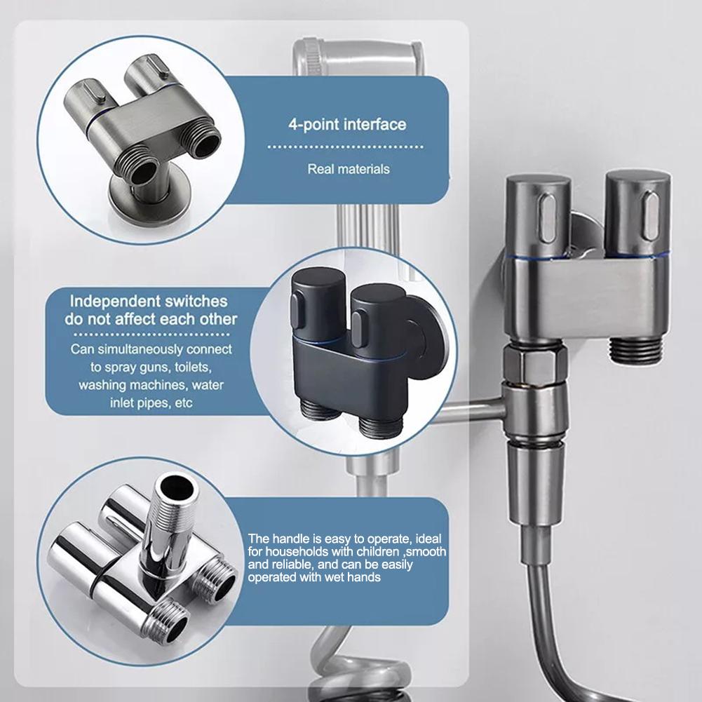 Bathroom Double Outlet Angle Valve Wall-Mounted Toilet Inlet Valve Washing Machine Faucet Water Stop Quick Opening Angle Valve