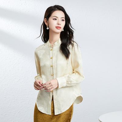 Blusa de Seda Feminina Senso Chinês Sênior de Luxo Leve Temperamento Modelos Tops