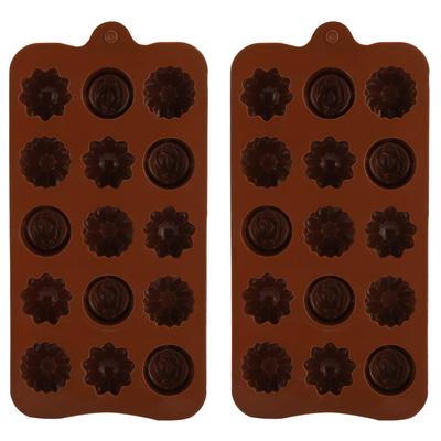 2 Stück 15 Gitter Wunderschöne Blumenform Silikon Kuchenform Schokoladenform DIY Backwerkzeug Zubehör