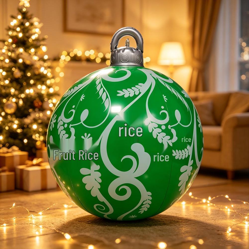 Inflatable Christmas Ball Set: Luminous Outdoor Decor with Cartoon Transparent Balls & Tree