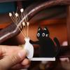 Black Cat Pushing Cat Refrigerator Magnet Cartoon Fridge Magnet Vase Decor Fur Collector
